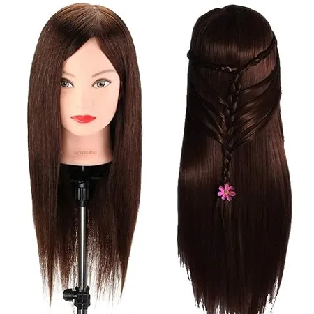 Professional Synthetic Fiber Black Long Hair Dummy Mannequin Doll Head for Hair Styling Training